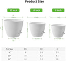 FaithLand 3-Pack Large Planter Pots, 12 10 9 Inch Self Watering Flower Pots for Indoor Outdoor Garden Plants, White by GreenHaven Gardens