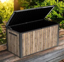 Outdoor Storage Box, Wood-Look Resin Deck Container, Indoor/Outdoor Storage, Ash Wood Brown (170 Gallon) by CozyNest Decor