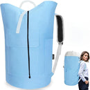 Laundry Bag Backpack, 125L Extra Large Travel with Shoulder Straps, Adjustable & Extendable Design, Laundry Hamper Bag with 3 Pockets for Laundromat, College, Travel, Camping (Light Blue) by TinyTreasures Baby Boutique
