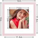 Vittanly 12x12 Picture Frame Set of 9 - Display 8x8 Photos with Mat or 12x12 Without Mat, Wall Mount Frames for Home Decor, Horizontal or Vertical (Pink) by CozyNest Decor
