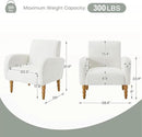 Chenille Fabric Accent Chairs Set of 2, Upholstered Armchair with Solid Wood Legs, Modern Living Room Accent Chair, Comfy Single Sofa Reading Club Chair for Bedroom Reception Lounge, White by CozyNest Decor