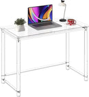 HMYHUM Acrylic Desk, Clear Desk for Home Office for Laptop, Study, Writing, Vanity Table with Cylindrical Legs, Modern, Easy Assembly, 39.4" L x 19.7" W x 29.5" H by CozyNest Decor