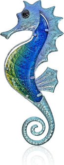 LIFFY Large Metal and Glass Seahorse Wall Decor, Sea Life Decor, Metal Fish Wall Decor, Ocean Beach Theme Wall Art for Bathroom Home Pool Gift Idea by GreenHaven Gardens