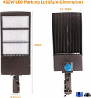 450W Dimmable LED Parking Lot Light Hard Wire 5000K Daylight 63000LM 140lm/w, Outdoor LED Shoebox Lights, UL/DLC Commercial Lighting Fixture