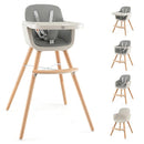 BABY JOY Convertible Baby High Chair, 3 in 1 Wooden Highchair/Booster/Chair with Removable Tray, Adjustable Legs, 5-Point Harness, PU Cushion and Footrest for Baby, Infants, Toddlers (Gray) by TinyTreasures Baby Boutique