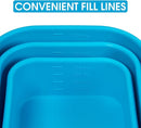 Nesting 100% Silicone Food Storage Containers with Lid & Measuring Line, 6 Pack, Leakproof Stackable Hard-Shell Silicone Containers for Food Lunch Snack, Microwave Oven Freezer Dishwasher Safe, Blue by TinyTreasures Baby Boutique