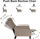 EBELLO Pushback Recliner Chair, Fabric Armchair Push Back Recliner with Rivet Decoration, Mid Century Wingback Accent Chair for Living Room, Bedroom, Beige by CozyNest Decor