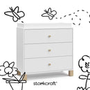 Storkcraft California 3-Drawer Chest with Removable Changing Topper (White with Driftwood) – GREENGUARD Gold Certified, Interlocking Drawer System, Pre-Installed Tracks, Easy Assembly by TinyTreasures Baby Boutique
