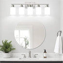 5-Light Brushed Nickel Bathroom Vanity Light with Milky White Frosted Glass Shades, Modern Bathroom Light Fixtures, Up/Down Reversible Lighting for Mirror, Bedroom, Kitchen, Living Room, Hallway by CozyNest Decor