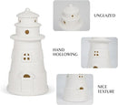 White Ceramic Lighthouse Statue Lamp - Light House Book Shelf Decor Aesthetic,Beach Themed Room Decor,Nautical Coastal Ocean Decor for Home Bedroom Bathroom Living Room by CozyNest Decor