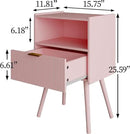 Nightstand,Modern Bedside Table with Storage Drawer and Open Wood Shelf, Accent Night Stand with Solid Wood Legs for Living Room, Bedroom and Small Spaces,Easy Assembly (Pink) by CozyNest Decor