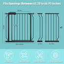 WAOWAO Baby Gate 62.19-66.92" Extra Wide Pressure Mounted Walk Through Swing Auto Close Safety Black Metal Toddler Kids Child Dog Pet Puppy for Stairs,Doorways,Kitchen by TinyTreasures Baby Boutique