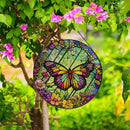 Butterfly Stained Glass Suncatcher Artistic Window Hanging,7.8” Hand-Painted Glass Panel Wall Home Decor,Gift for Women Garden Decor Suncatcher, BL009 by GreenHaven Gardens