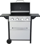 4-Burner Propane Gas BBQ Grill, 34,200 BTU Output, Wire Enamel Cooking Grates, Foldable Side Table and Hanging Basket, Stainless Steel Grill for Outdoor Cooking by GreenHaven Gardens