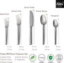 Alata Potter 40-Piece Forged Silverware Set, Service for 8 – Premium Stainless Steel Flatware Set, Modern Design with Satin Finish, Ideal for Home, Kitchen, Party, Camping by CozyNest Decor