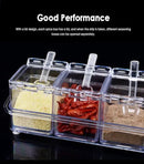 Clear Seasoning Box - 4 Piece Acrylic Spice Storage Container storage Tool for Kitchen Herb Spice Tools Gadgets-Cruet with Lid and Spoon