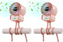 2 Pack Multifunctional Portable Stroller Fan 4 Speed 6600rpm High Speed Usb Rechargeable Personal Mini Handheld Fan Extended Tripod For Desktop Winding Kids Bed Treadmill Bike Golf Cart Outdoor Travel by TinyTreasures Baby Boutique