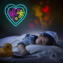 Cartoon Sea Wolrd Neon Lights Ocean World Porthole Neon Signs Heart Shaped Porthole Neon Light Up Sign Led Ocean Neon Sign for Bedroom Birthday Gifts for Kids USB Powered,Size13.5 * 12.5inch(JWD026) by GreenHaven Gardens