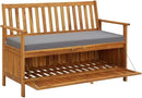 vidaXL Patio Storage Bench 47.2", Solid Acacia Wood, Dark Gray Cushion, Ample Storage Compartment, Rustic Style, Home and Garden Furniture by CozyNest Decor