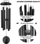 ASTARIN Outdoor Memorial Wind Chimes, 36 in with 6 Heavy Tubes, Deep Tone for Garden Hanging Decor, Sympathy Gifts. Black by CozyNest Decor