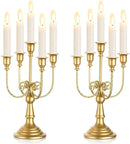 Sziqiqi Candelabra Candle Holder Gold Set of 2-5-stem Metal Candlestick Holders for Taper Candles for Centerpieces Table Wedding Birthday Fireplace Christmas Decor by CozyNest Decor