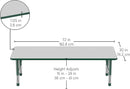 FDP Rectangle Activity School and Classroom Kids Table (30 x 72 inch), Chunky Toddler Leg, Adjustable Height 15-24 inches - Gray Top and Green Edge by CozyNest Decor