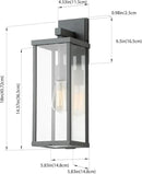 mirrea 18" Classic Outdoor Wall Sconce 1 Light in Matte Gray Rectangular Metal Frame and Clear Glass Shade Waterproof Porch Light Patio Light Pack of 2 by CozyNest Decor