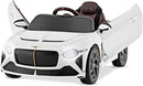 Costzon Ride on Car, 12V Licensed Bentley Bacalar Battery Powered Kids' Electric Vehicles w/Remote Control, Scissor Doors, Wireless Connection, Lights/Sound Effects, Kids Car Toys for Toddlers(White) by TinyTreasures Baby Boutique