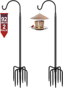 Gtongoko 92 Inch 2 Pack Bird Feeder Poles for Outdoors Heavy Duty, Shepherds Hooks for Outdoor, Hummingbird Feeder Stand, Adjustable Hanger for Plant, Lights, Lanterns Wedding Decor with 7 Prongs Base by GreenHaven Gardens