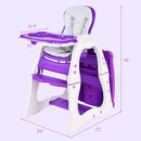 Costzon Baby High Chair, 3 in 1 Infant Table and Chair Set, Convertible Booster Seat with 3-Position Adjustable Feeding Tray, Adjustable Seat Back, 5-Point Harness (Purple) by TinyTreasures Baby Boutique