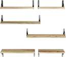 AMADA HOMEFURNISHING Long Wall Shelves, Rustic Farmhouse Style, Wood Floating Shelves for Wall Decor, Bathroom & Bedroom Storage, Living Room Book Shelves, 6pcs by TinyTreasures Baby Boutique