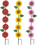 3 Pack Sunflowers Garden Stakes Decor,Metal Yard Art Decorative Garden Stakes,Metal Flowers Spring Garden Decor for Outside,Landscape,Patio(22.6 * 4.7IN) by CozyNest Decor