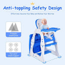 Costzon Baby High Chair, 3 in 1 Infant Table and Chair Set, Convertible Booster Seat with 3-Position Adjustable Feeding Tray, Adjustable Seat Back, 5-Point Harness (Blue) by TinyTreasures Baby Boutique