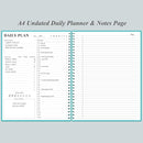 Daily Planner Undated - A4 To Do List Notebook Hourly Schedules, Spiral Appointment Planner for Women and Men,PVC Hardcover, Inner Pocket, Elastic Closure, 8.5" x 11", Teal by TinyTreasures Baby Boutique