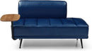 Sofa,Bed Bench,Small Spaces Furniture,Polyurethane Leather,Wood Frame,High Density Sponge Infillings,360-Degree Swivel Tray,Black Metal Leg (Blue) by CozyNest Decor