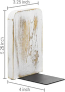 MyGift Whitewashed Wood Desktop Bookends, Decorative Bookshelf Display Organizers Office Book Shelf Decor, 1 Pair by CozyNest Decor