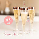 Prestee Set of 24 Plastic Champagne Flutes with Rose Gold Rim - 4.5 oz - Shatterproof Disposable Glasses - Elegant Design - Ideal for Weddings, Cocktail Parties, and Outdoor Celebrations by CozyNest Decor