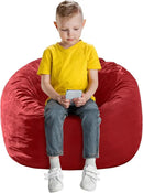 Bean Bag Chairs for Kids - Memory Foam Furniture BeanBag Chair - Kids/Teens Sofa with Soft Micro Fiber Cover - Round Fluffy Couch for Living Room Bedroom College Dorm - 2.5 ft, Red by CozyNest Decor