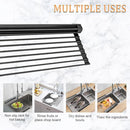 LEMIKKLE 20.5" x 13" Roll Up Dish Drying Rack Silicone Wrapped Over The Sink Dish Drying Rack Foldable Sink Drying Mat, Heat-Resistant & Anti-Rust Dish Rack for Kitchen Sink, Black by CozyNest Decor