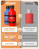 Nicpro 14 Colors Large Washable Paint for Kids 8.45oz/250ml, Non Toxic Children Tempera Finger Paints with Paint Brushes, Cups and Sponge for Art, Poster, School, Classroom, Craft DIY, Children by TinyTreasures Baby Boutique