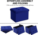 LINMAGCO Storage Ottoman Folding Foot Stool Velvet Foot Rest with Padded Modern Ottoman with Storage for Living Room Puppy Step Stool 17x13x13in(Navy) by CozyNest Decor