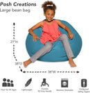Posh Creations Bean Bag Chair for Kids, Teens, and Adults Includes Removable and Machine Washable Cover, Heather Teal, 38in - Large by TinyTreasures Baby Boutique