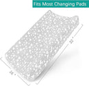 Waterproof Changing Pad Cover 2 Pack, 100% Cotton Change Table Cover Sheets, Ultra Soft, Unisex White Grey Star Print by TinyTreasures Baby Boutique