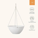 LA JOLIE MUSE Hanging Planters for Outdoor Plants, Large Hanging Planter with Drain Holes, Outdoor Hanging Flower Pots, White Stone, Honeycomb (13.2 Inch, Set of 2) by CozyNest Decor