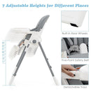 INFANS High Chair for Babies & Toddlers, Foldable Highchair with Multiple Adjustable Backrest Footrest Seat Height, Removable Tray, Detachable PU Leather Cushion, Built-in Rear Wheels (Light Grey) by TinyTreasures Baby Boutique