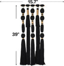 Macrame Wall Hanging Black Sphericity Cotton Tassels Textile Hanging Geometric Yarn Wall Art for Bedroom Living Room Decor 15.7" W x 39" L by CozyNest Decor