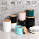 Sweejar Ceramic Kitchen Canister Sets, Porcelain Container for Countertop, Heavy Food Storage Jars with Airthight Seal Bamboo Lid, Servering for Sugar, Coffee Beans, Tea Leaves, Pack of 4（Jade） by CozyNest Decor