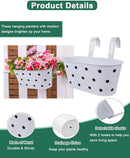 vensovo Metal Railing Planter for Outdoor Plants - 3 Pack Balcony Hanging Flower Pots with Detachable Hooks and Drain Holes Oval Bucket Rail Box Fence Planters for Home Garden Decor, White with Spot by GreenHaven Gardens