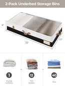 StorageWorks Large Under Bed Storage Containers with Handles and Label Holder, 2 Pack Ultra-thick Fabric Underbed Bins, Closet Organizer for Clothes, Blankets, Sweater by CozyNest Decor