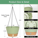 QCQHDU 2 Pack 8 inch Hanging Planters for Indoor Plants, Outdoor Hanging Baskets, Self Watering Pots with Drainage Holes & Removable Tray (Green, 8 inch) by GreenHaven Gardens